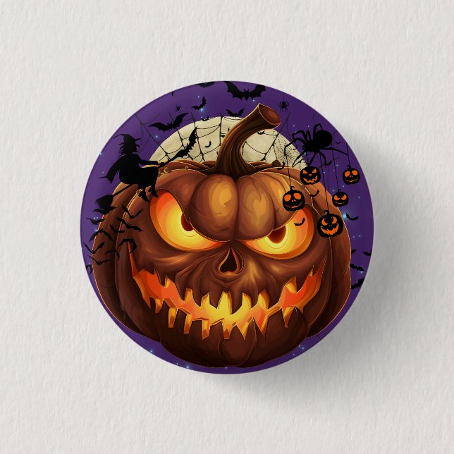 Spooky Halloween Pumpkin Round Badge 1 Inch Round Button (Front)