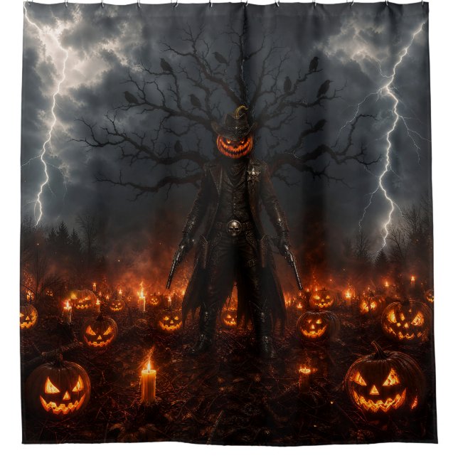 Spooky Halloween Pumpkin Sheriff Cowboy Lightning  (Front)