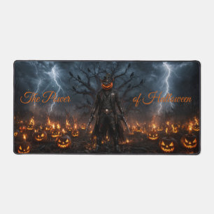 Spooky Halloween Pumpkin Sheriff Cowboy Lightning  Desk Mat