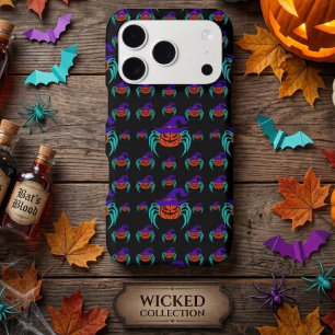 Spooky Halloween Pumpkin Spider And Witch Hat Art