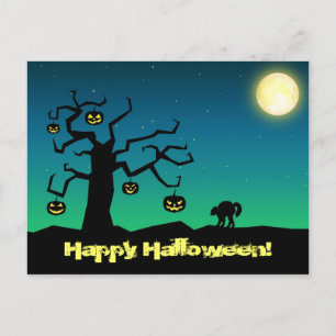 Spooky Halloween Pumpkin Tree - Postcard