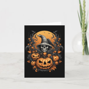 Spooky Halloween Pumpkin Witch Skull Card