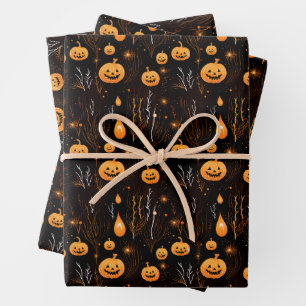 Spooky Halloween Pumpkin Wrapping Paper Sheet
