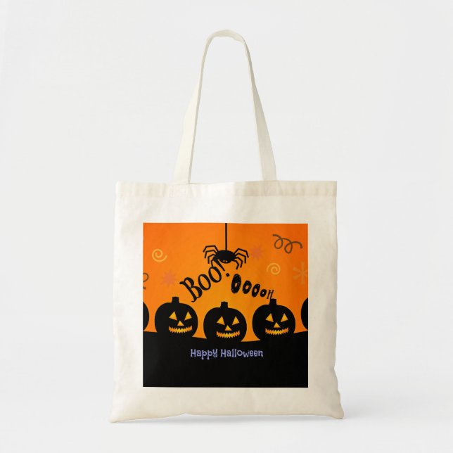 Spooky Halloween Pumpkins Jack-o-Lanterns Tote Bag (Front)