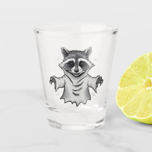 Spooky Halloween Raccoon Trash Panda Ghost Shot Glass
