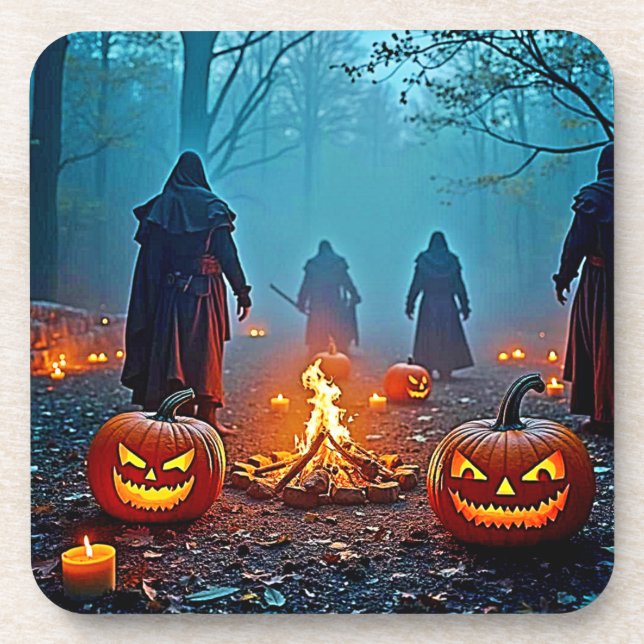 Spooky Halloween Ritual Design Coaster (Front)