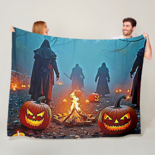 Spooky Halloween Ritual Design Fleece Blanket