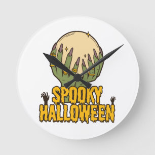 spooky halloween round clock