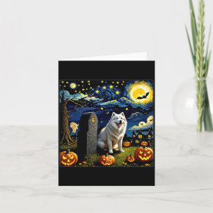 Spooky Halloween Samoyed Dog Starry Night Card