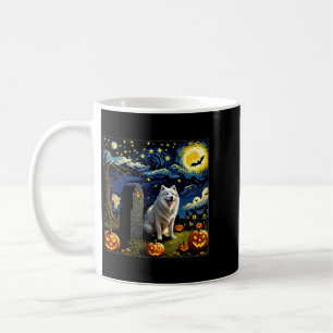 Spooky Halloween Samoyed Dog Starry Night Coffee Mug