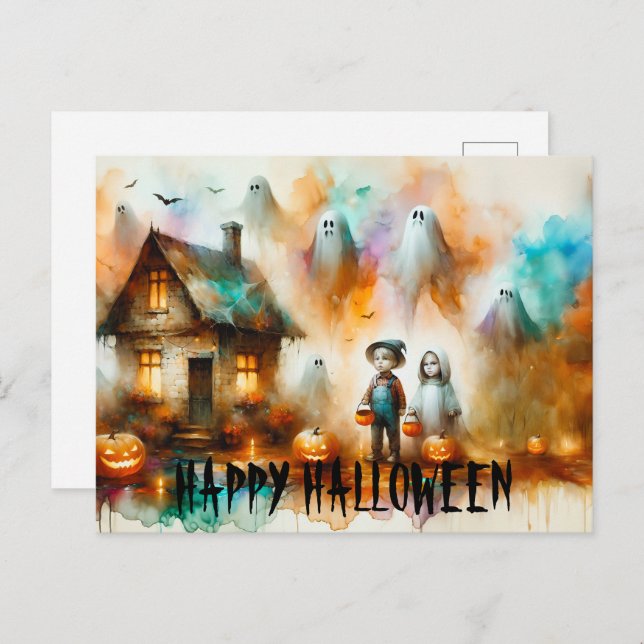 Spooky Halloween Scene Postcard (Front/Back)