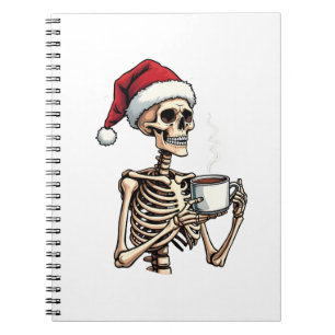 Spooky Halloween Sipping Coffee Christmas Santa  Notebook