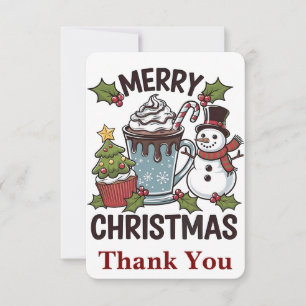 Spooky Halloween Sipping Coffee Christmas Santa Pe Thank You Card