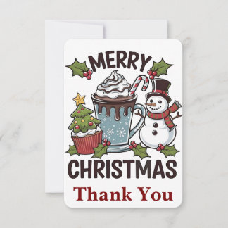Spooky Halloween Sipping Coffee Christmas Santa Pe Thank You Card