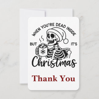 Spooky Halloween Sipping Coffee Christmas Santa Pe Thank You Card