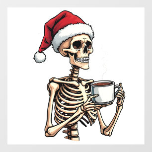Spooky Halloween Sipping Coffee Christmas Santa  Window Cling