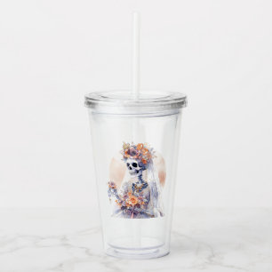 Spooky Halloween Skeleton Acrylic Tumbler