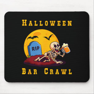 Spooky Halloween Skeleton Bar Hopper Mouse Pad
