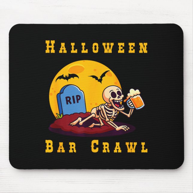 Spooky Halloween Skeleton Bar Hopper  Mouse Pad (Front)