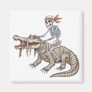 Spooky Halloween Skeleton Crocodile Mummy  Magnet
