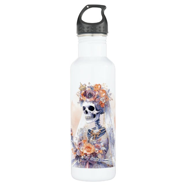 Spooky Halloween Skeleton Water Bottle (Front)