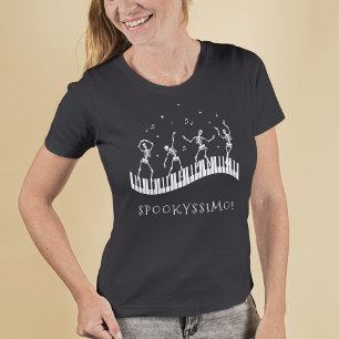Spooky Halloween Skeletons Music Teacher T-Shirt