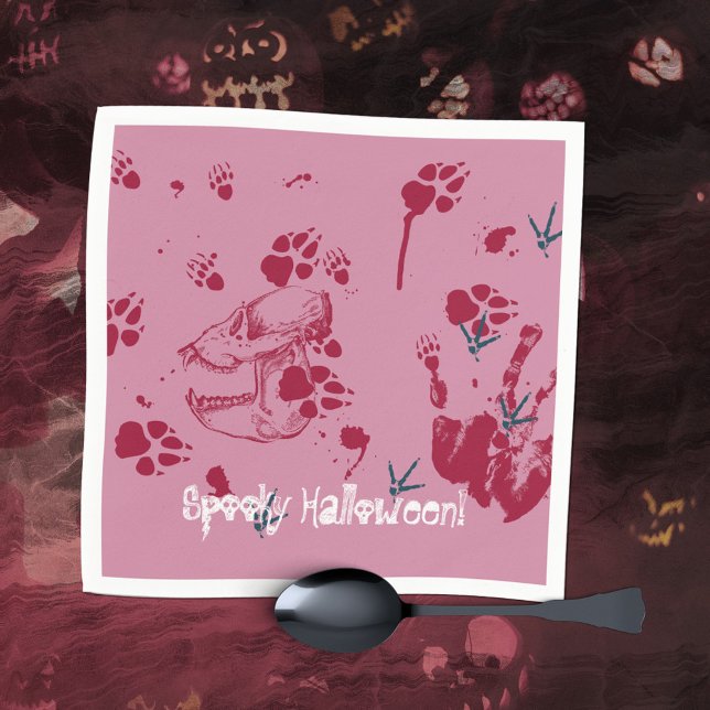 Spooky Halloween Skull Blood Traces Napkin (Spooky Halloween Skull Blood Traces Napkins ©Susanne Sachers - Sunny Mind Design 🌞)