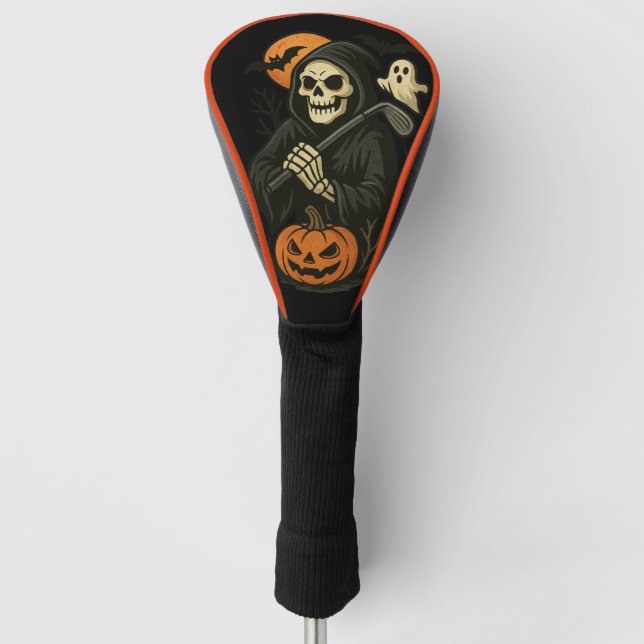 Spooky Halloween Skull Driver Golf Head Cover (Front)