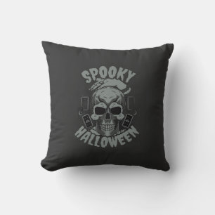 Spooky Halloween Skull Throw Pillow