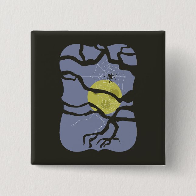 Spooky Halloween Spider 2 Inch Square Button (Front)