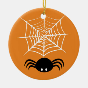 Spooky Halloween Spider Illustration Ceramic Ornament