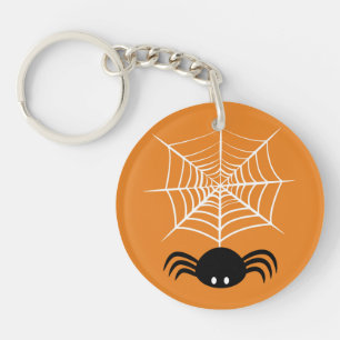 Spooky Halloween Spider Illustration Keychain