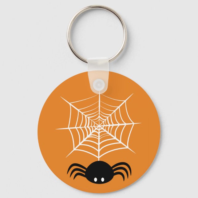 Spooky Halloween Spider Illustration Keychain (Front)