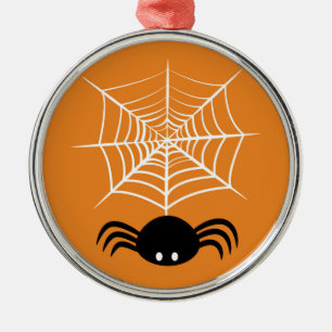 Spooky Halloween Spider Illustration Metal Ornament