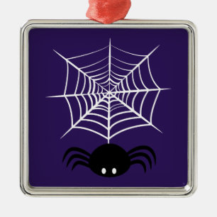 Spooky Halloween Spider Illustration Metal Ornament