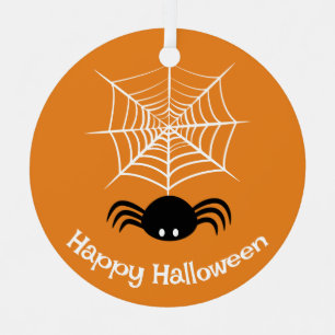 Spooky Halloween Spider Illustration Metal Ornament