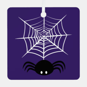 Spooky Halloween Spider Illustration Metal Ornament
