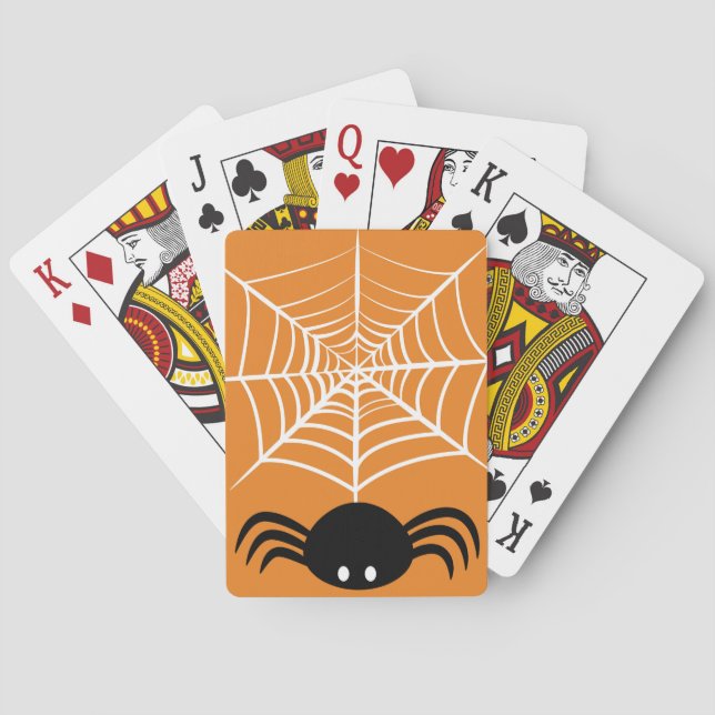 Spooky Halloween Spider Illustration Playing Cards (Back)