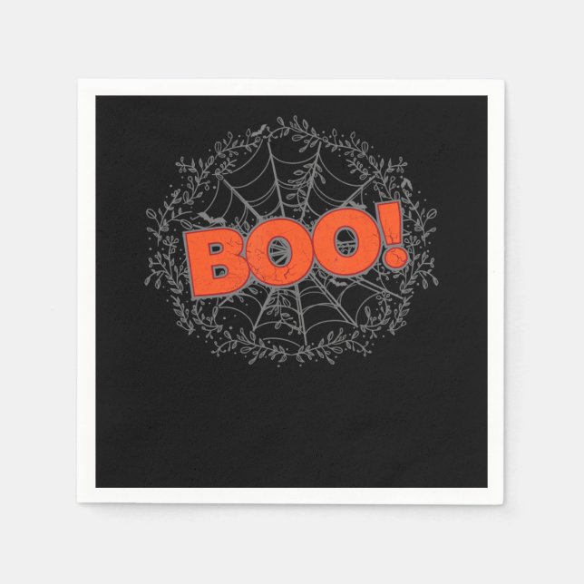 Spooky Halloween Spider Web Boo Gift Idea Napkin (Front)
