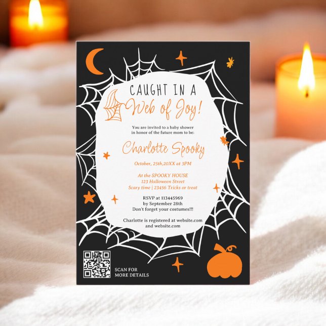 Spooky Halloween Spider web cute baby shower Invitation (Spooky Halloween Spider web cute baby shower Invitation)