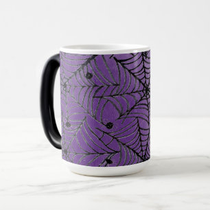Spooky Halloween Spider Webs on Purple Magic Mug