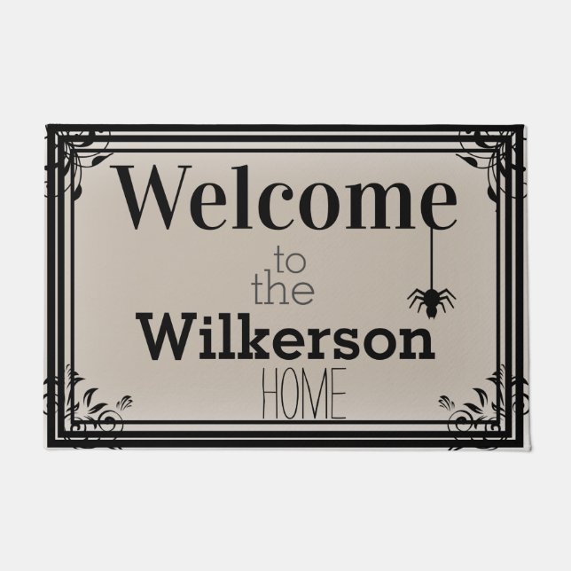 Spooky Halloween Spider Welcome Doormat (Front)