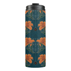 Spooky Halloween Spiders & Lily Victorian Vintage Thermal Tumbler
