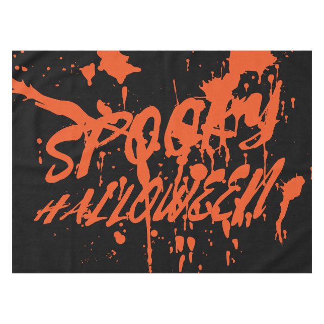 Spooky Halloween Splash Retro Red Orange Horror Tablecloth (Front (Horizontal))