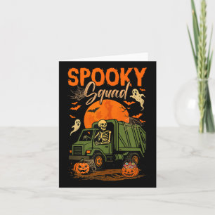 Spooky Halloween Squad Skeleton Driving Garbage Tr Card