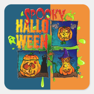 Spooky Halloween Square Sticker