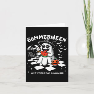 Spooky Halloween Summer Vibes Pumpkin Ghost Tee  Card