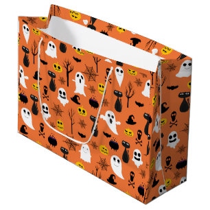 Spooky Halloween symbols classic colours pattern Large Gift Bag