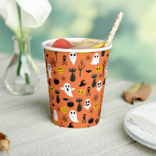 Spooky Halloween symbols seamless pattern Paper Cups