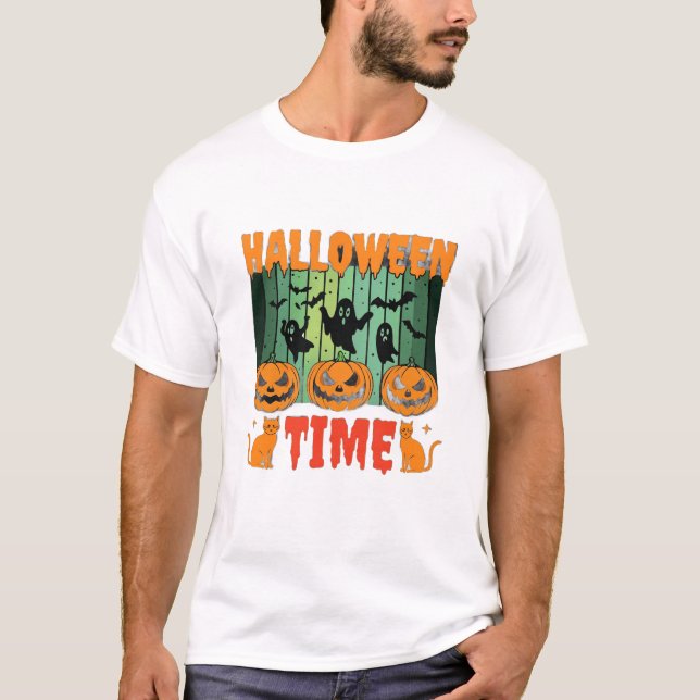 Spooky Halloween T‑Shirt – Ghostly Typography for  T-Shirt (Front)